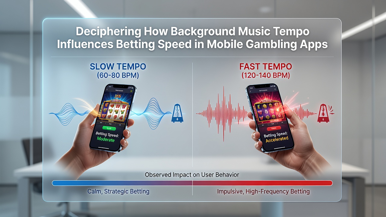 Close-up view of a smartphone screen displaying a mobile casino game with overlaid tempo adjustment sliders and speed metrics from player testing sessions