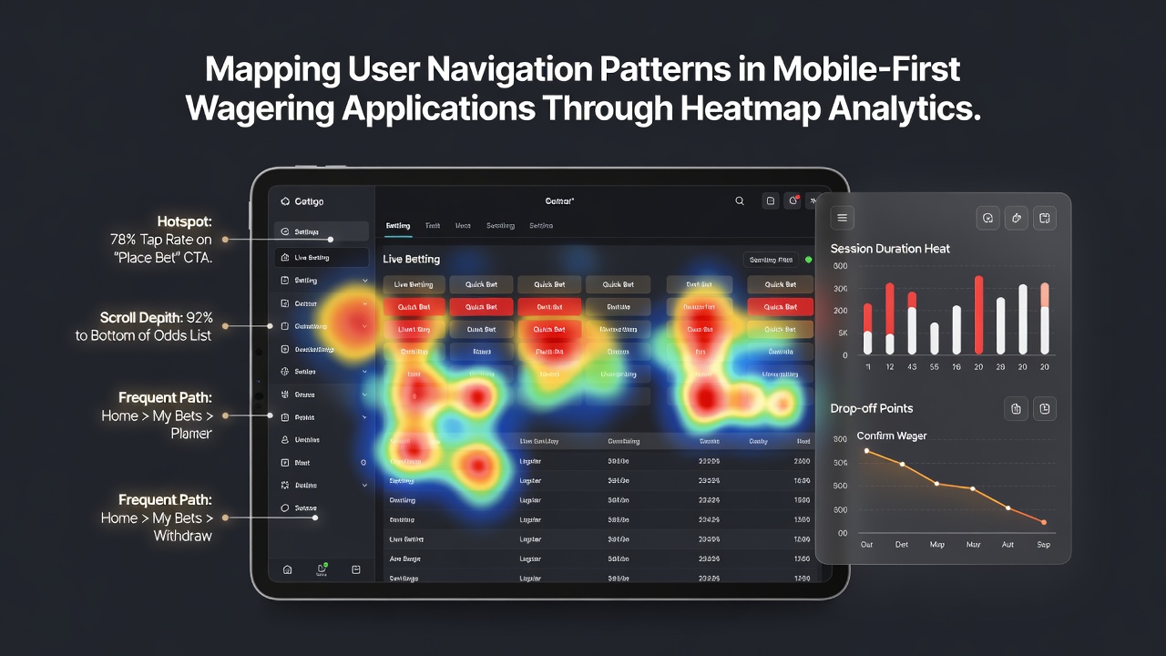 Detailed heatmap visualization comparing tap intensity across different sections of a mobile betting interface