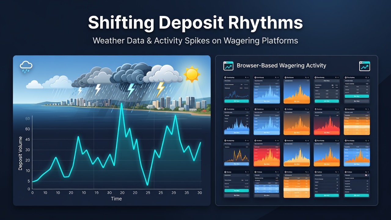 Graph showing weather patterns overlaid with deposit spikes on wagering platforms