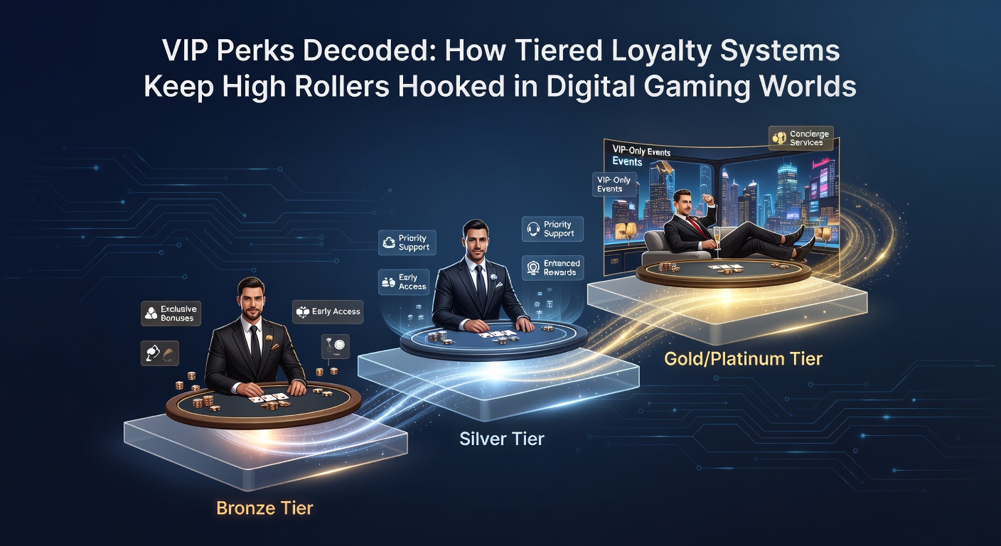 A glowing pyramid structure representing tiered VIP levels in online gaming, with golden perks cascading down from the top diamond tier